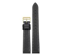 Qgsaghty Correa de Reloj de Cuero Correa de Reloj para Hombres y Mujeres con patrón de lichi de liberación rápida de 10mm a 22mm, Hebilla Dorada, línea Blanca, Negro, 10mm