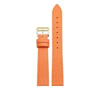 Qgsaghty Correa de reloj de cuero Correa de reloj para hombres y mujeres con patrón de lichi de liberación rápida de 10mm a 22mm, hebilla dorada, línea naranja, Naranja, 22mm