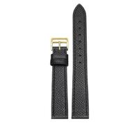Qgsaghty Correa de reloj de cuero Correa de reloj para hombres y mujeres con patrón de lichi de liberación rápida de 10mm a 22mm, hebilla dorada, línea negra, Negro, 18mm