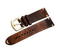 Qgsaghty Correa de reloj de cuero Crazy Horse hecha a mano, correa de cuero Retro de 18mm, 19mm, 20mm, 21mm y 22mm, Hebilla Dorada Acolor, 22mm