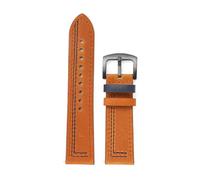 Qgsaghty Correa de reloj de cuero genuino 18mm 20mm 22mm 24mm correa de reloj de repuesto de liberación rápida cinturón de pulsera con hebilla negra, Fm Marrón Azul Costura, 24mm