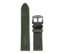 Qgsaghty Correa de reloj de cuero genuino 18mm 20mm 22mm 24mm correa de reloj de repuesto de liberación rápida cinturón de pulsera con hebilla negra, Fm Verde Negro Coser, 20mm