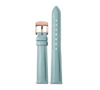 Qgsaghty Correa de reloj de cuero genuino para mujer, correa de reloj de liberación rápida, pulsera de 12mm, 14mm, 15mm, 16mm y 18mm, Azul claro Oro rosa, 18mm