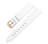 Qgsaghty Correa de reloj de cuero liso de 10/12/13/14/15/16/17/18/19/20/21/22mm para hombres y mujeres, hebilla de oro rosa, Blanco, 16mm