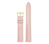 Qgsaghty Correa de reloj de cuero para mujer, accesorios de reloj de 10/12/13/14/15/16/17/18/20/22mm, hebilla dorada, Rosa, 15mm