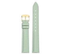 Qgsaghty Correa de reloj de cuero para mujer, accesorios de reloj de 10/12/13/14/15/16/17/18/20/22mm, hebilla dorada, Verde claro, 17mm