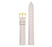 Qgsaghty Correa de reloj de cuero para mujer, accesorios de reloj de 10/12/13/14/15/16/17/18/20/22mm, hebilla dorada, Beige, 16mm