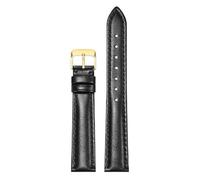 Qgsaghty Correa de reloj de cuero para mujer, accesorios de reloj de 10/12/13/14/15/16/17/18/20/22mm, hebilla dorada, Negro, 20mm