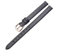 Qgsaghty Correa de reloj de cuero suave ultrafina, 6mm-20mm, varios colores, correa de reloj para mujer, correa de reloj de textura lisa, Negro, 7mm