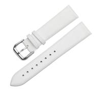 Qgsaghty Correa de reloj de piel de vaca 10/12/13/14/15/16/18/20/22mm Correa de reloj de cuero ultrafina para hombres y mujeres, hebilla plateada, Blanco, 12mm