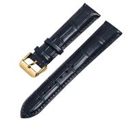 Qgsaghty Correa de reloj de piel de vaca Correa de reloj de cuero de 12mm-24mm Cadena de reloj, hebilla dorada, línea azul, Azul, 15mm