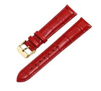 Qgsaghty Correa de reloj de piel de vaca Correa de reloj de cuero de 12mm-24mm Cadena de reloj, hebilla dorada, línea roja, Rojo, 13mm