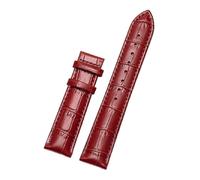 Qgsaghty Correa de reloj de piel de vaca de doble cara Correa de reloj de cuero universal de 8mm-20mm, sin hebilla, Rojo oscuro, 15x14mm