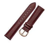 Qgsaghty Correa de reloj de piel de vaca de grano Litchi para mujer, correa de cuero suave con hebilla de mariposa, hebilla de oro rosa, Rojo oscuro, 13mm