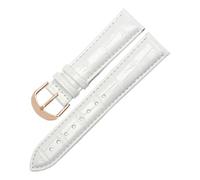 Qgsaghty Correas de cuero Correas de reloj de 10mm a 22mm para hombres y mujeres, hebilla de oro rosa, Blanco, 12mm