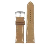 Qgsaghty Correas de reloj de cuero versátiles de 18/19/20/21/22/24mm para hombres y mujeres, hebilla plateada, cuero Crazy Horse, Amarillo marron, 24mm