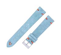 Qgsaghty Correas de reloj de gamuza de 18mm y 20mm, correas de reloj de cuero cosidas a mano para hombre y mujer, pulsera de reloj de liberación rápida, azul cielo 2, 20mm