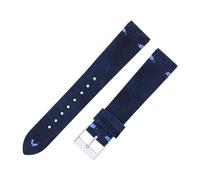 Qgsaghty Correas de reloj de gamuza de 18mm y 20mm, correas de reloj de cuero cosidas a mano para hombre y mujer, pulsera de reloj de liberación rápida, Índigo 1, 22mm