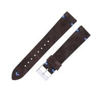 Qgsaghty Correas de reloj de gamuza de 18mm y 20mm, correas de reloj de cuero cosidas a mano para hombre y mujer, pulsera de reloj de liberación rápida, Marron oscuro, 22mm