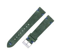 Qgsaghty Correas de reloj de gamuza de 18mm y 20mm, correas de reloj de cuero cosidas a mano para hombre y mujer, pulsera de reloj de liberación rápida, Verde, 22mm