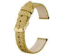 Qgsaghty Correas de reloj para mujer de cuero con textura refinada en relieve, bandas de repuesto de 8mm, 10mm, 12mm, 14mm, 16mm, 18mm, 19mm y 20mm, Amarillo, 18mm