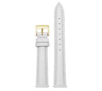 Qgsaghty Pulsera de cuero 12mm/14mm/15mm/16mm/18mm/20mm Correa de reloj delgada de cuero para mujer, hebilla dorada, Blanco, 18mm