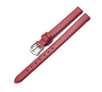 Qgsaghty Pulsera de reloj de cuero genuino para mujer, correa de 10mm y 12mm, Hebilla plateada roja, 6mm