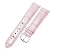 Qgsaghty Pulsera fina de piel de vaca suave, correa de cuero impermeable de 12mm a 24mm para hombres y mujeres, hebilla plateada, patrón de bambú, Rosa, 19mm