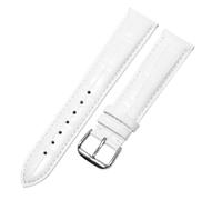 Qgsaghty Pulsera fina de piel de vaca suave, correa de cuero impermeable de 12mm a 24mm para hombres y mujeres, hebilla plateada, patrón de bambú, Blanco, 19mm