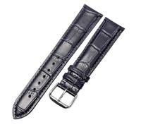 Qgsaghty Pulsera fina de piel de vaca suave, correa de cuero impermeable de 12mm a 24mm para hombres y mujeres, hebilla plateada, patrón de bambú, Azul, 15mm