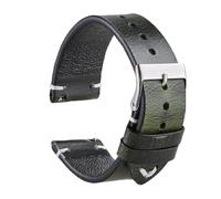 Qgsaghty Reloj de cuero encerado vintage de 18mm/20mm/22mm de liberación rápida con pulsera de piel de vaca, ejercito verde, 22mm