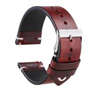 Qgsaghty Reloj de cuero encerado vintage de 18mm/20mm/22mm de liberación rápida con pulsera de piel de vaca, Vino rojo, 20mm