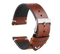 Qgsaghty Reloj de cuero encerado vintage de 18mm/20mm/22mm de liberación rápida con pulsera de piel de vaca, Marrón claro, 18mm