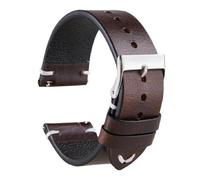 Qgsaghty Reloj de cuero encerado vintage de 18mm/20mm/22mm de liberación rápida con pulsera de piel de vaca, Marron oscuro, 22mm