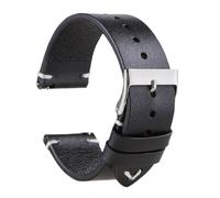 Qgsaghty Reloj de cuero encerado vintage de 18mm/20mm/22mm de liberación rápida con pulsera de piel de vaca, Negro, 18mm