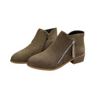 Qgtxf Botas de Tobillo de Tacón Bajo Chunky Block de las Mujeres Botinas Casuales con Cremallera Lateral de Ante Zapatos Caminata Dressy(Brown,40 EU)