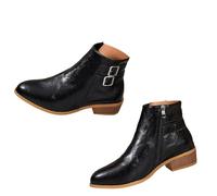 Qgtxf Botas de Tobillo de Tacón Bajo Grueso de Mujer Botines de Plataforma de Punta Chelsea Zapatos de Cremallera Lateral Antideslizante(Black,37 EU)