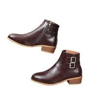 Qgtxf Botas de Tobillo de Tacón Bajo Grueso de Mujer Botines de Plataforma de Punta Chelsea Zapatos de Cremallera Lateral Antideslizante(Brown,40 EU)