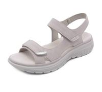 Qgtxf Sandalias de Verano para Mujer Correa Doble Ajustable Deslizamiento en Zapatos de Cuero Plataforma Arco Apoyo Zapatos Caminar(Gray,40 EU)