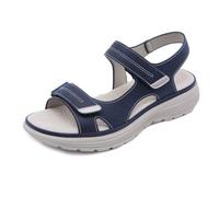 Qgtxf Sandalias de Verano para Mujer Correa Doble Ajustable Deslizamiento en Zapatos de Cuero Plataforma Arco Apoyo Zapatos Caminar(Navy,37 EU)