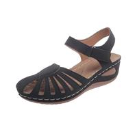 Qgtxf Sandalias de Verano para Mujer Zapatillas Playa con Tacón Cuña de 4,5cm Diapositivas Ligeras Espuma Memoria Sandalias Vestidas(Black,39 EU)