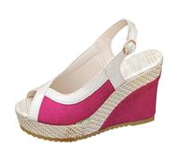 Qgtxf Sandalias Espadrille Wedge para Mujeres Plataforma de Verano Cuñas Correas de Tobillo Zapatos Zapatos de Moda Caminando al Aire Libre(Rose Pink,37 EU)
