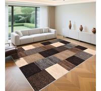 QGYFRE Alfombra Geometrica Protectora De Suelo 70x120cm Marrón Patrones geométricos Retro para la Cocina Sala Estar alfombras Lavables