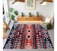 QGYFRE Alfombra Juegos Bebes Acolchada Alfombras De Habitacion 70x120cm Rojo Y Azul Patrones geométricos Retro para Salas Estar Estudios XXL