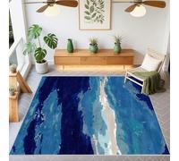 QGYFRE Alfombra para Cocina floorpad 140x200cm Azul Diseño Abstracto Moderno el Dormitorio de niños en la Sala Estar The Home déco