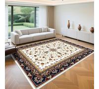 QGYFRE Alfombras Habitacion Niño De Pelo Corto 50x80cm Beige El patrón Floral Moderno Azul se Utiliza Junto a la Cama del Dormitorio Sala Estar abitacion Juvenil