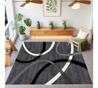 QGYFRE Salon Alfombras The Home déco 120x180cm Gris Patrones de Rayas abstractas Modernas para oficinas Sala Estar Grandes Baratas