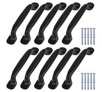 QH-Shop Tirador para Armario Puerta, 10 Piezas Negro Aleación Aluminio Tiradores de Arco Cocina Manija del Cajón del Gabinete Muebles Perillas de la Manija con Tornillos (96mm)