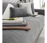 QHAIYYBF Terciopelo Funda Sofa Chaise Long 1 2 3 4 Plazas Protector Cubre Sofa, Nueva Manta de Sofá Antideslizante Universal,Funda de Sofa Súper Suave para Sala de Estar 1 Pieza(Gris)