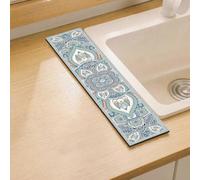 QHanky Alfombrilla Escurreplatos 30x100cm,Súper Absorbente,Secado Rápido | Lavable,Antideslizante,Protege Encimeras,para Encimera de Cocina y Máquina de Café y Baño,Estampado Floral#2